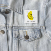 Citrus Lemon-tekst, knop Vierkante Button 5,1 Cm (In situ)