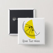 Citrus Lemon-tekst, knop Vierkante Button 5,1 Cm (Voorkant /achterkant)