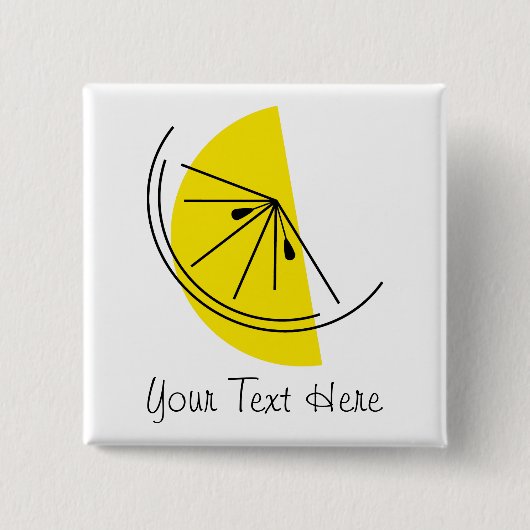 Citrus Lemon-tekst, knop Vierkante Button 5,1 Cm (Voorkant)