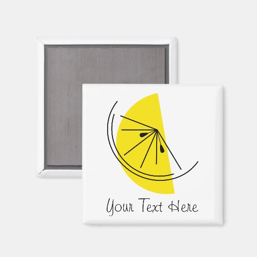 Citrus Lemon Text magnet vierkant (Voorkant / Achterkant)