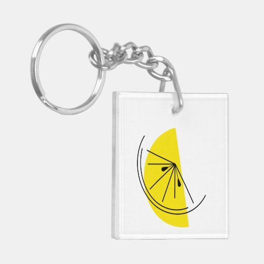Citrus Lemon Text sleutelhanger vierkant dubbelzij (Voorkant Links)