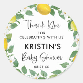 Citrus Lemon Theme Baby shower Hartelijk dank Ronde Sticker