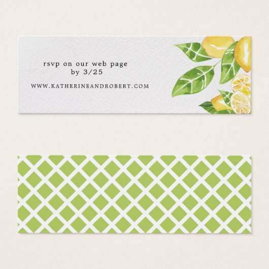 citrus lemon tree Wedding Website Kaart (Voorkant /achterkant)