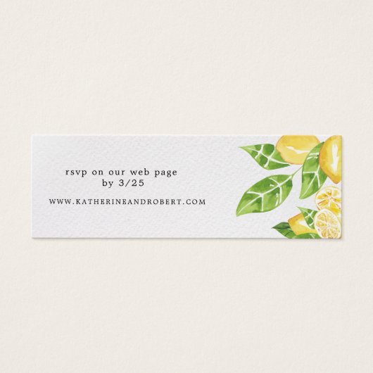 citrus lemon tree Wedding Website Kaart (Voorkant)