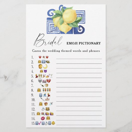 Citrus lemon - vrijgezellenfeest emoji pictionary  (Voorkant)