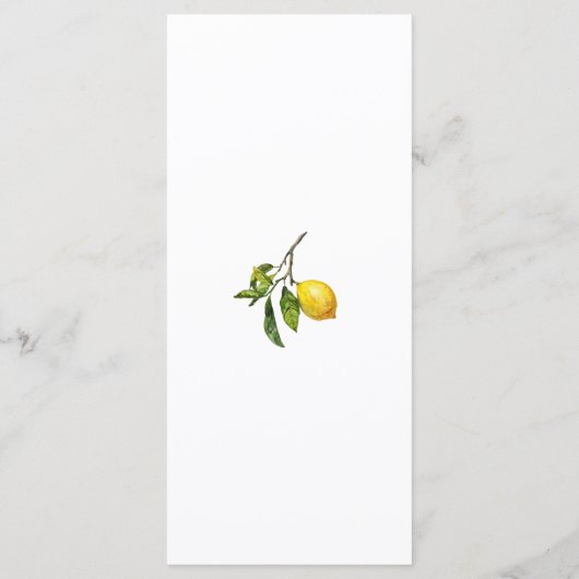 Citrus Lemon Vrijgezellenfeest Menu (Achterkant)