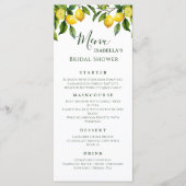 Citrus Lemon Vrijgezellenfeest Menu (Voorkant)