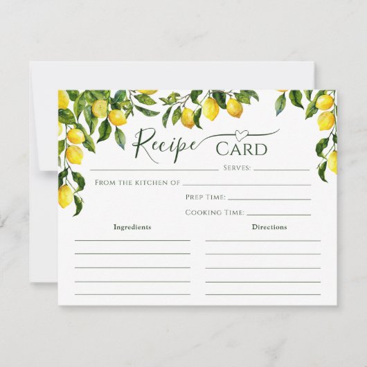 Citrus Lemon Vrijgezellenfeest Recipe Kaart (Voorkant)