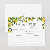 Citrus Lemon Vrijgezellenfeest Recipe Kaart (Voorkant / Achterkant)