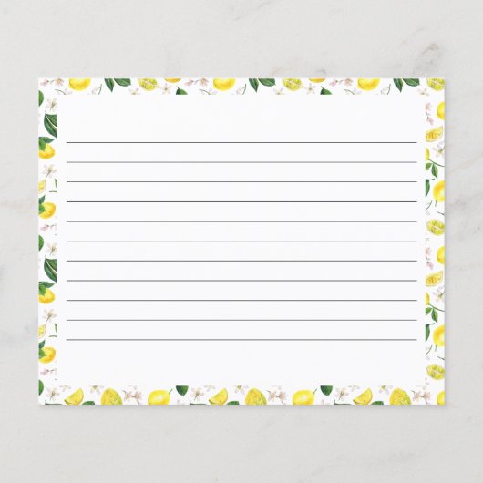 Citrus Lemon Vrijgezellenfeest Recipe Kaart (Achterkant)