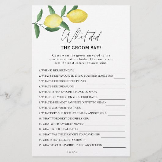 Citrus lemon - Wat zei de bruidegom tegen het brui (Voorkant)