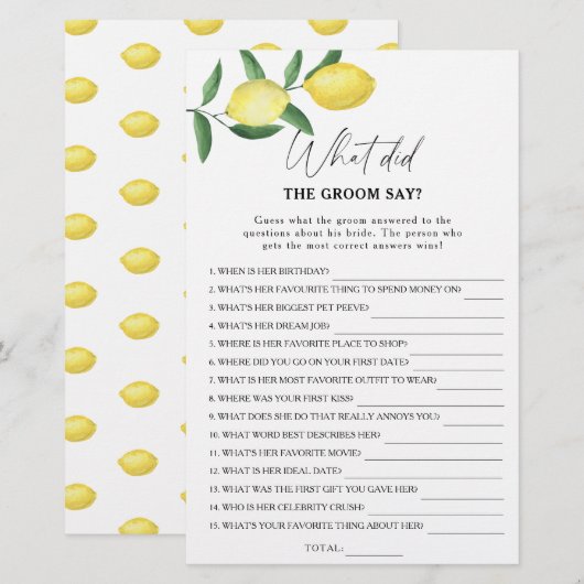 Citrus lemon - Wat zei de bruidegom tegen het brui (Voorkant / Achterkant)
