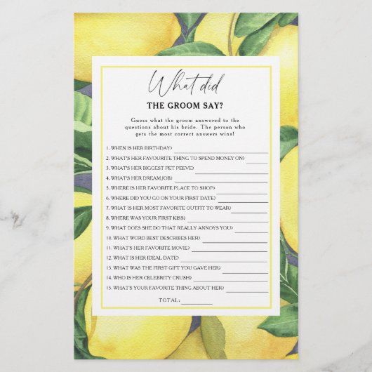 Citrus lemon - Wat zei de bruidegom tegen het brui (Voorkant)