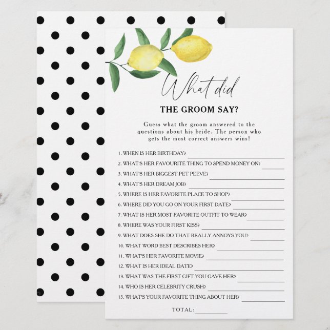 Citrus lemon - Wat zei de bruidegom tegen het brui (Voorkant / Achterkant)