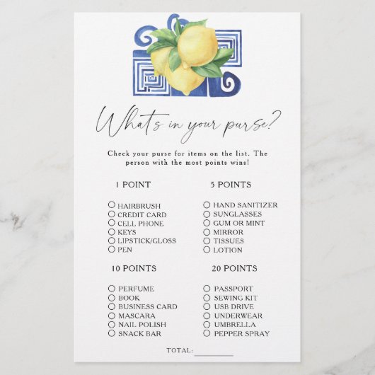 Citrus lemon - Wat zit er in je tas spel (Voorkant)