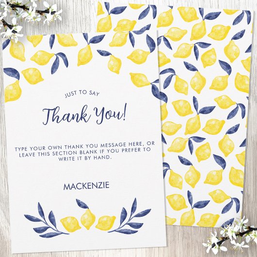 Citrus Lemon Waterverf Bedankkaart