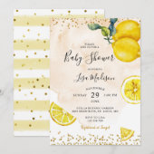 Citrus Lemon Waterverf Gewaardeerd Baby shower Kaart (Voorkant / Achterkant)