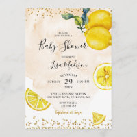 Citrus Lemon Waterverf Gewaardeerd Baby shower