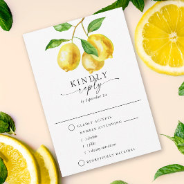 Citrus Lemon Waterverf Maaltijd Keuze RSVP Kaartje