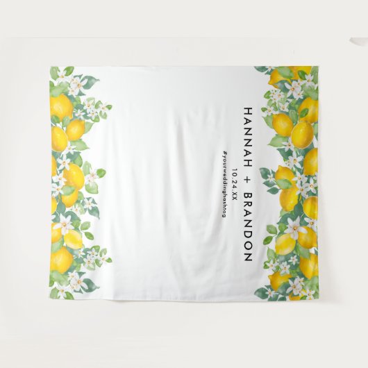 Citrus Lemon Wedding Photo Booth Banner Wandkleed (Voorkant (horizontaal))