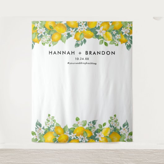 Citrus Lemon Wedding Photo Booth Banner Wandkleed (Voorkant)