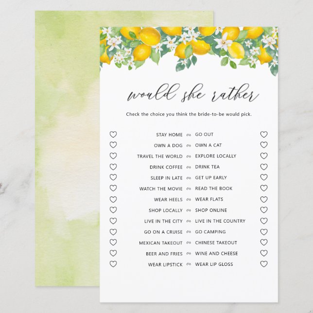 Citrus Lemon wil liever Vrijgezellenfeest spelen (Voorkant / Achterkant)