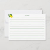 Citrus Lemon Yellow Green Recipe Card (Achterkant)