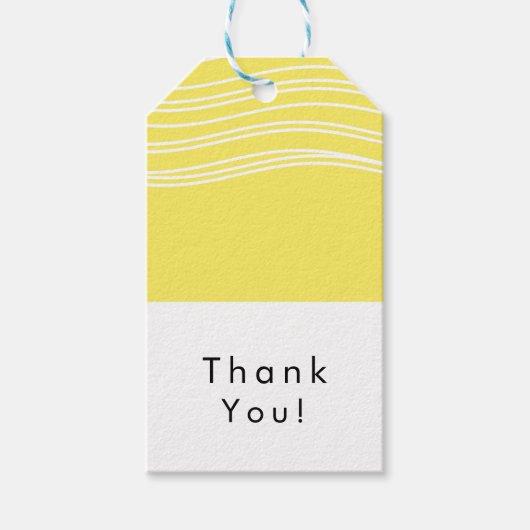 Citrus Lemon Yellow & White Wave Modern Wedding Cadeaulabel (Voorkant)