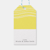 Citrus Lemon Yellow & White Wave Modern Wedding Cadeaulabel (Achterkant)