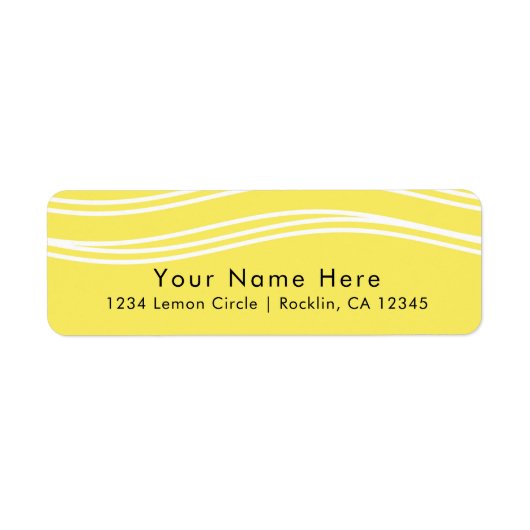Citrus Lemon Yellow & White Wave Modern Wedding Etiket (Voorkant)