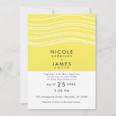 Citrus Lemon Yellow & White Wave Modern Wedding Kaart (Voorkant)