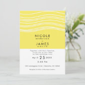 Citrus Lemon Yellow & White Wave Modern Wedding Kaart (Staand voorkant)
