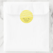 Citrus Lemon Yellow & White Wave Modern Wedding Ronde Sticker (Tas)