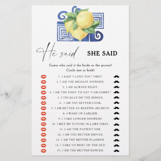 Citrus lemon zei dat ze vrijgezellenfeest spel zei (Voorkant)