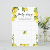 Citrus Lemons Baby shower Bingo Game Kaart (Staand voorkant)