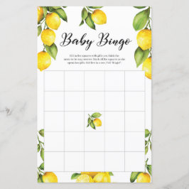 Citrus Lemons Baby shower Bingo Game Kaart