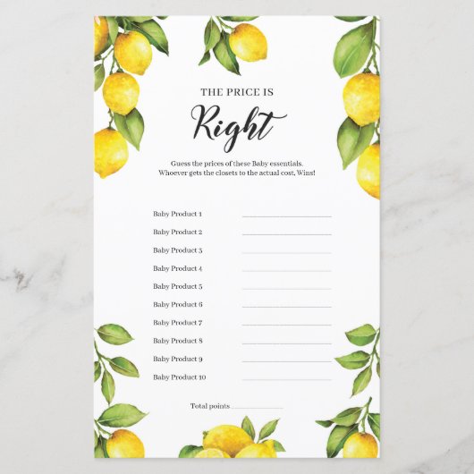 Citrus Lemons De prijs is de juiste Baby (Voorkant)