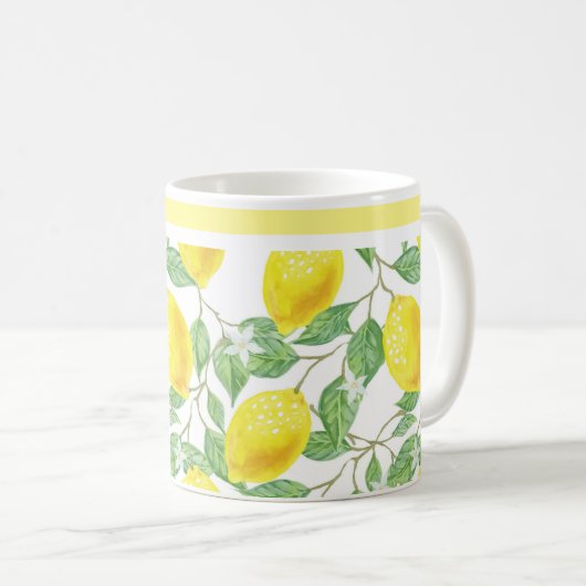 Citrus Lemons en Leaves Coffee Mok (Voorkant rechts)