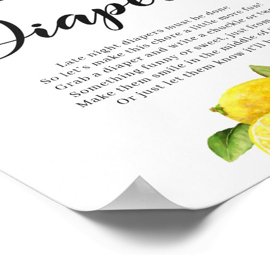 Citrus Lemons Late Night Diapers Game Sign Poster (Hoek)