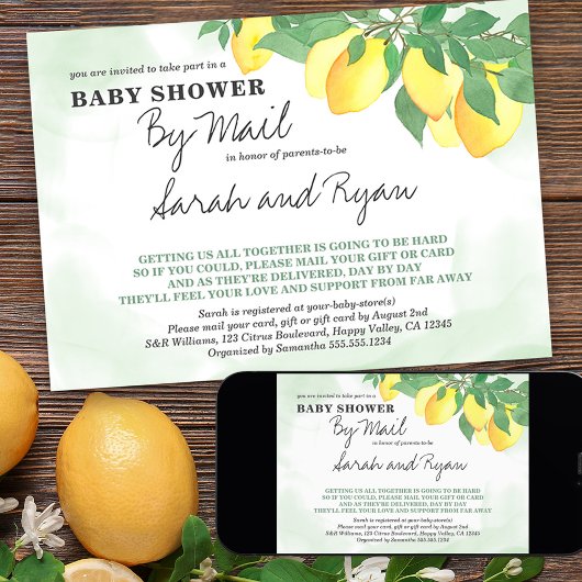 Citrus Lemons Mint Wash Baby shower per Mail Kaart
