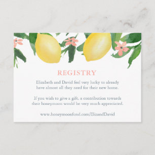 Citrus Lemons Pink Matching Registry Informatie Informatiekaartje