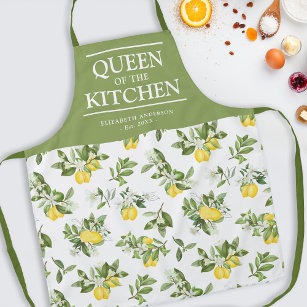 Citrus Lemons Queen of the Kitchen Name Schort