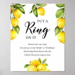 Citrus lemons zet een ring op het bord van het bru poster
