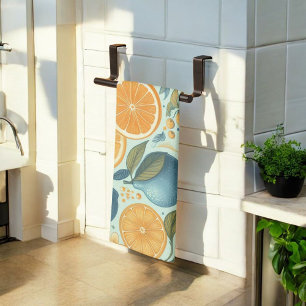 Citrus Levendige Citroen & Oranje Waterverf Bloeme Theedoek