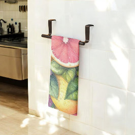 Citrus Levendige Citroen & Oranje Waterverf Bloeme Theedoek