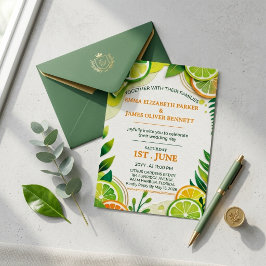 Citrus Lime en Chartreuse Groen Zomer Huwelijk Folie Uitnodiging