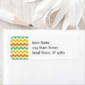 Citrus Lime Green Oranje Yellow Chevron Zigzags Etiket (Insitu)