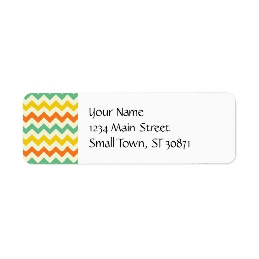 Citrus Lime Green Oranje Yellow Chevron Zigzags Etiket (Voorkant)