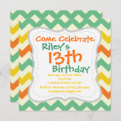 Citrus Lime Green Oranje Yellow Chevron Zigzags Kaart (Voorkant / Achterkant)
