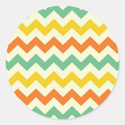 Citrus Lime Green Oranje Yellow Chevron Zigzags Ronde Sticker (Voorkant)